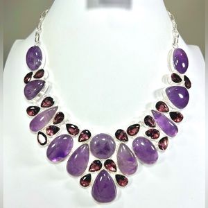Amethyst 925 Gemstone Large Necklace